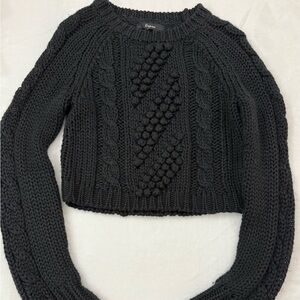 Express Black Cable Bobble Knit Cropped Sweater